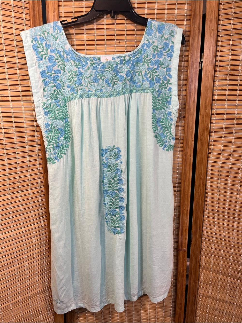 J. Marie Embroidered Shift Dress Periwinkle Blue Sz L